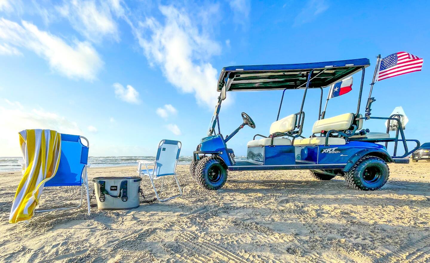 Golf cart on the beach